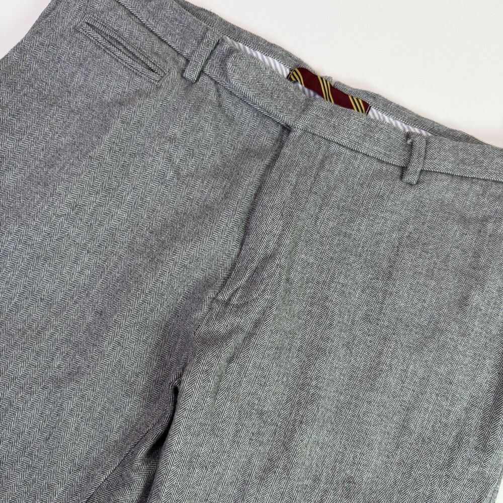 Brooks Brothers Red Fleece Dress Pants Men 36x30 Gray Herringbone Classic Preppy